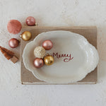 Merry Stoneware Scalloped Platter, 10 X 7 in. 2