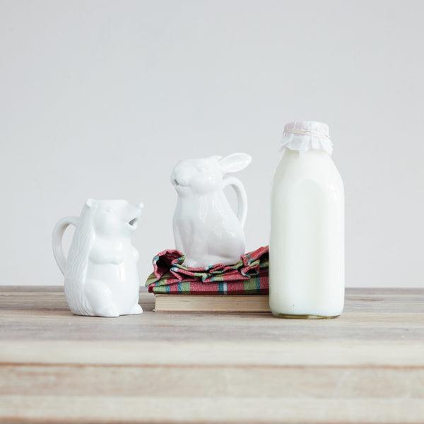 Ceramic Hedgehog Shaped Creamer, White, 12 oz.