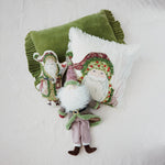 Santa Printed Cotton Pillow w/ Embroidery & Fringe, 18 in. 2