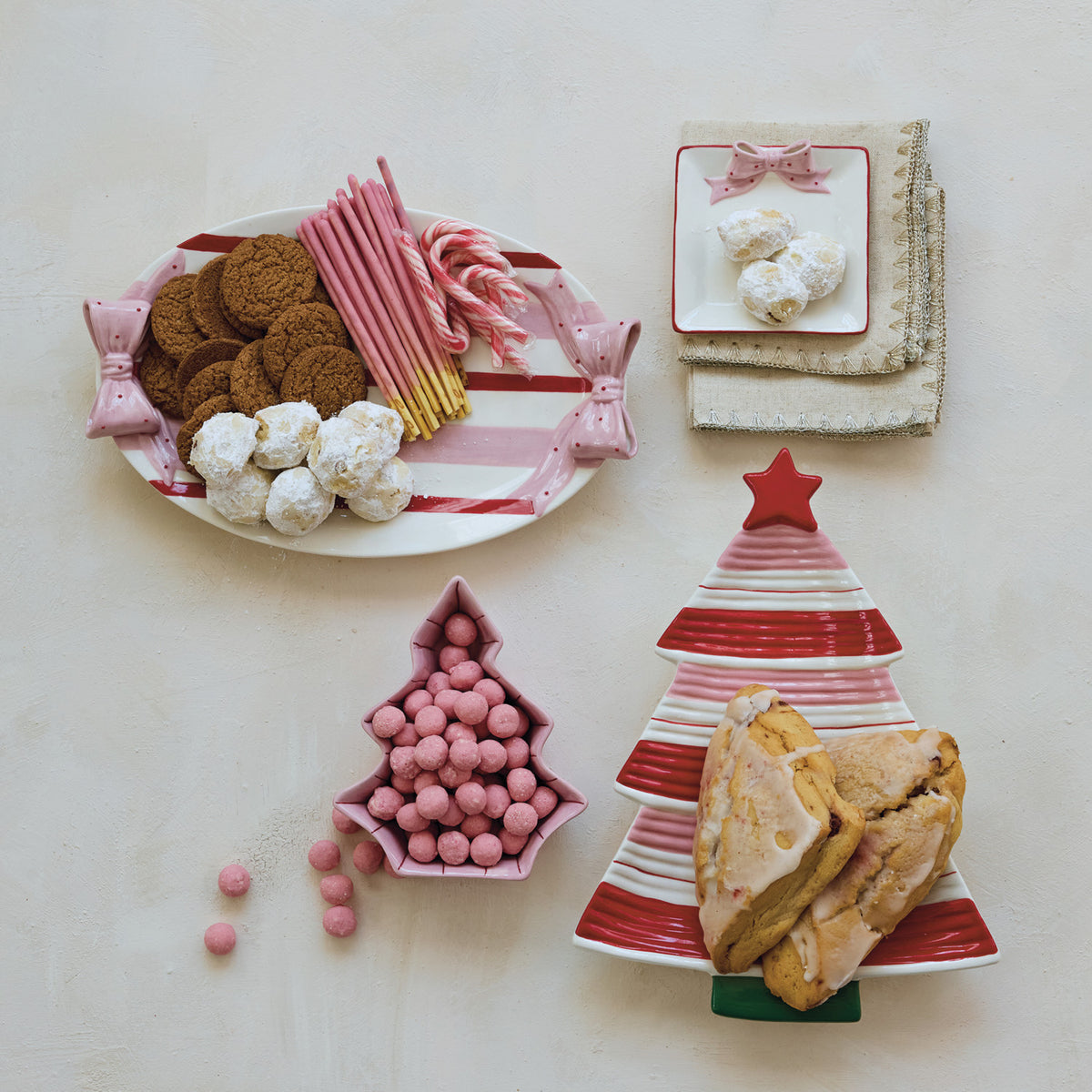 Striped Tree Shaped Platter w/ Star, 11.5 X 8.5