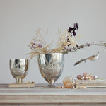 Etched Mercury Glass Footed Vase, Antique Silver, 9 X 10.5 in. 2
