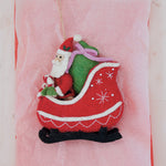Wool Felt Santa in Sleigh Ornament, 6