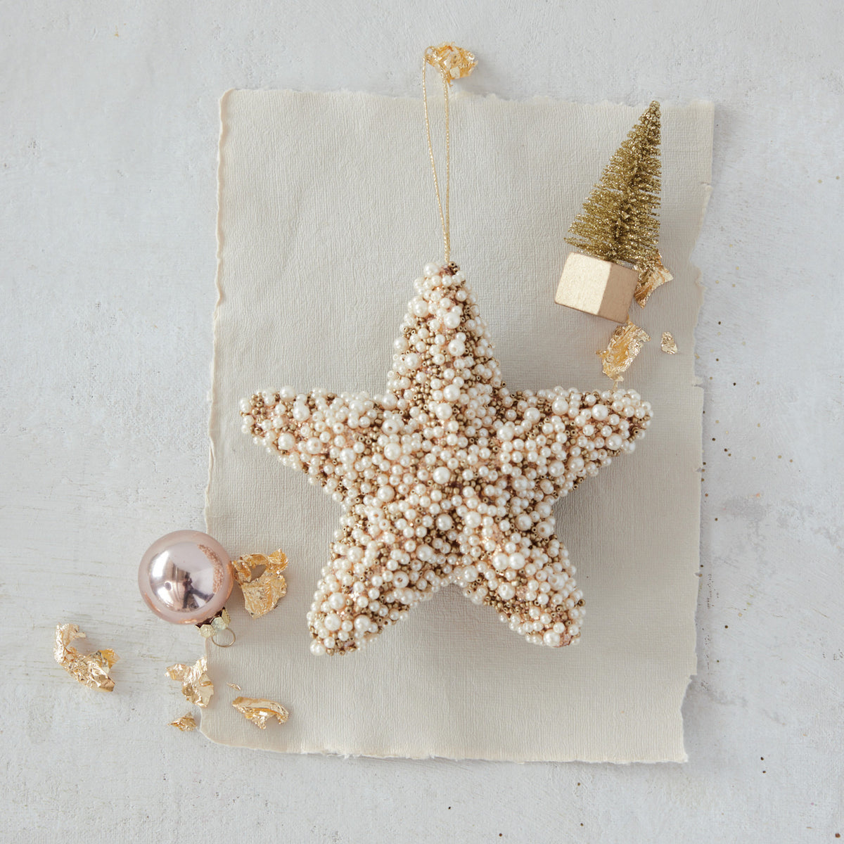 Star Pearl Ornament, Gold, 5.5 in.
