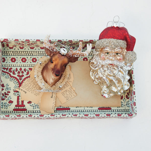 Mercury Glass Santa Head Ornament, 5.5"
