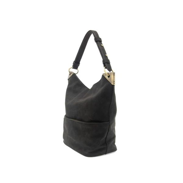 Darcy Zip Front Pocket Bucket Bag, Black