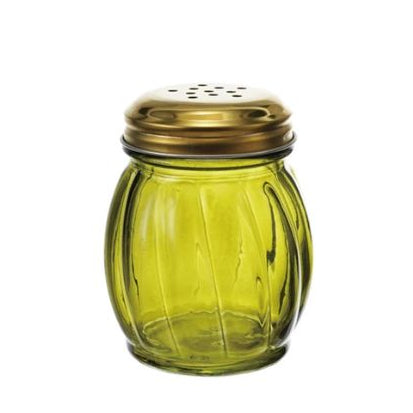 Cheese/Spice Shaker with Gold Metal Lid, Olive, 2.5 X 3.25 in., a stylish kitchen decor piece perfect for entertaining and gifting, featured by Knotty and Board.