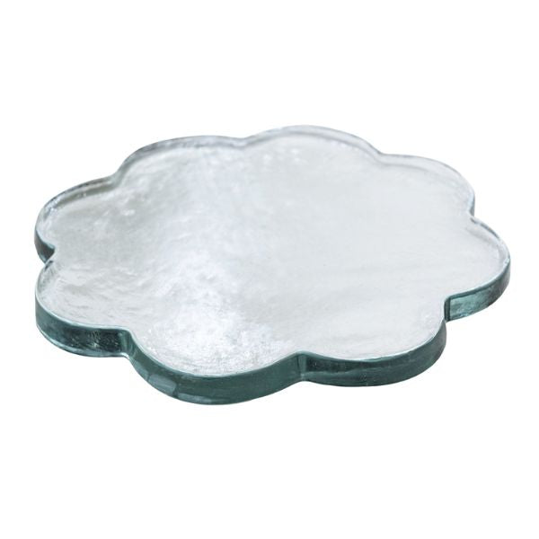Pressed Glass Scalloped Cheese/Serving Board, 10.25 in.
