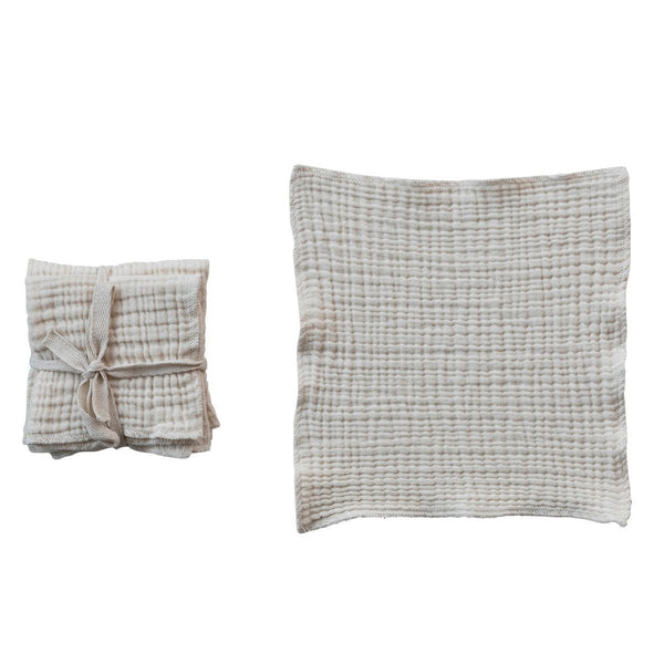 Cotton Double Cloth Dish Cloth Set, 10" featuring soft, textured beige fabric perfect for kitchen decor and everyday use, available from Knotty and Board, Every Room Needs A Little Knotty and Board.