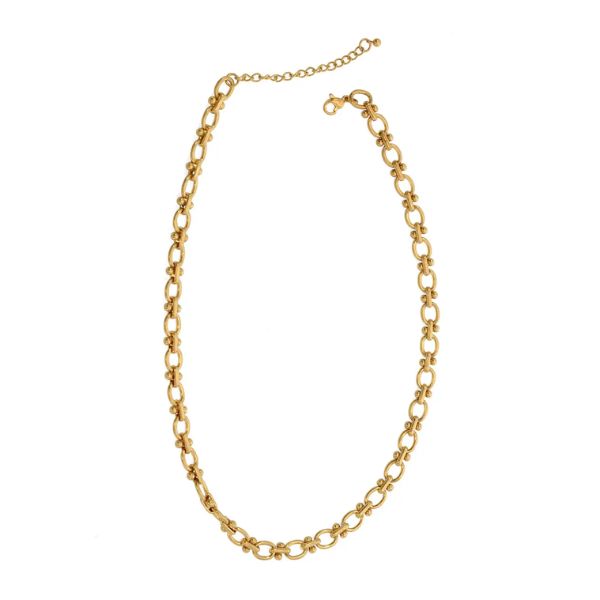 Mini Cable + Barbell Chain Necklace, Gold, 16 in.