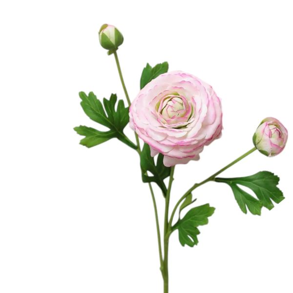 Ranunculus Bloom, 18 in., Lavender with delicate layered petals and lush green leaves, perfect for decor, gifts, and adding a soft touch to any room from Knotty and Board.