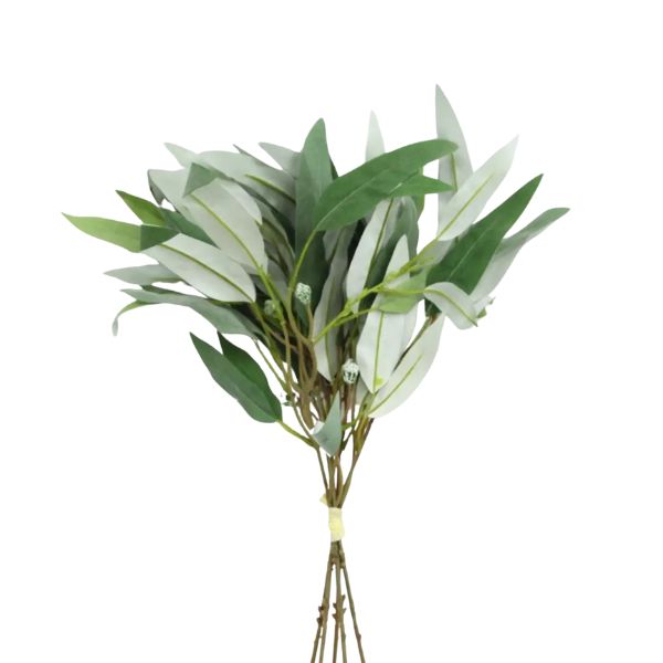 Seeded Willow Leaf Spray Bundle, Grey Green, 17 in. featuring realistic green and grey leaves on slender stems, perfect for adding natural decor accents to any room from Knotty and Board.