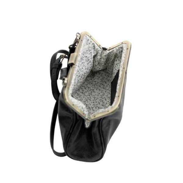 Elsa Small Frame Crossbody Bag, Black