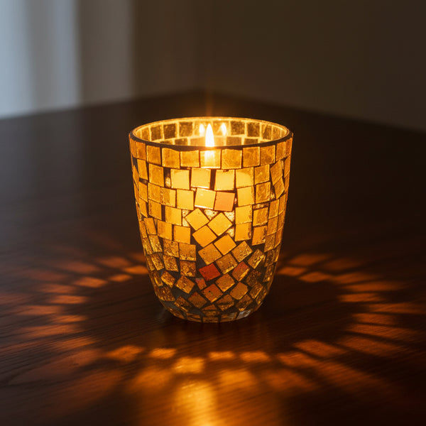 Glass Mosaic Votive Holder, 4"H