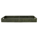 Decorative Leather Tray with Handles, Olive, 23 X 14.25 X 2.5 in. 1
